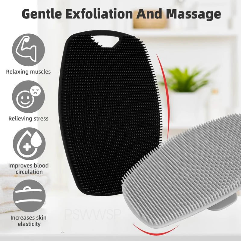 Silicone Body Scrubber Bath Wash Brush Exfoliating Body Brush Shower Face Scrubber Handle Wet & Dry Brushing for Man Women
