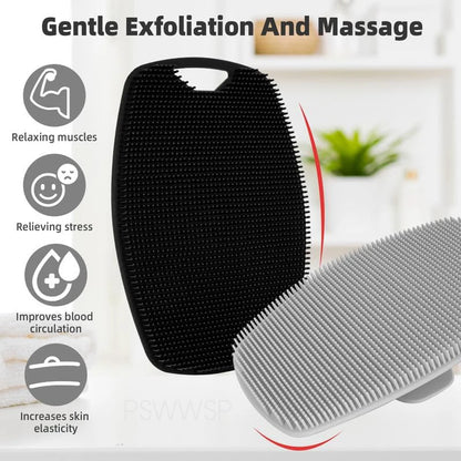 Silicone Body Scrubber Bath Wash Brush Exfoliating Body Brush Shower Face Scrubber Handle Wet & Dry Brushing for Man Women